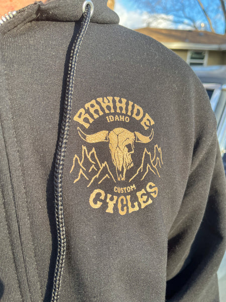 Rawhide Cycles Cow Skull Zip Up Hoodie